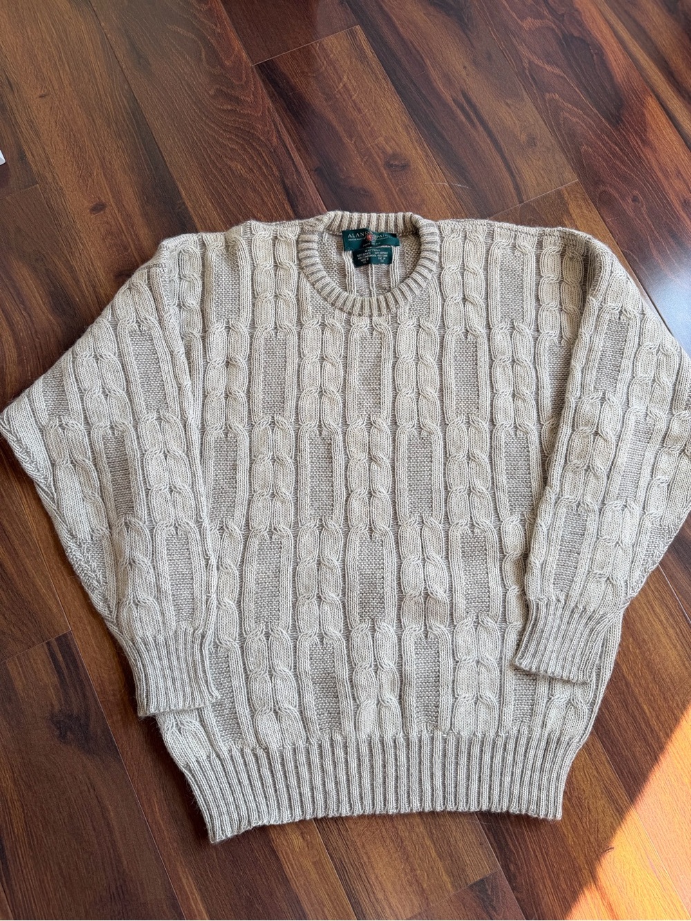 Alan Paine Alpaca Lambswool Crewneck Sweater Mens M Made in England